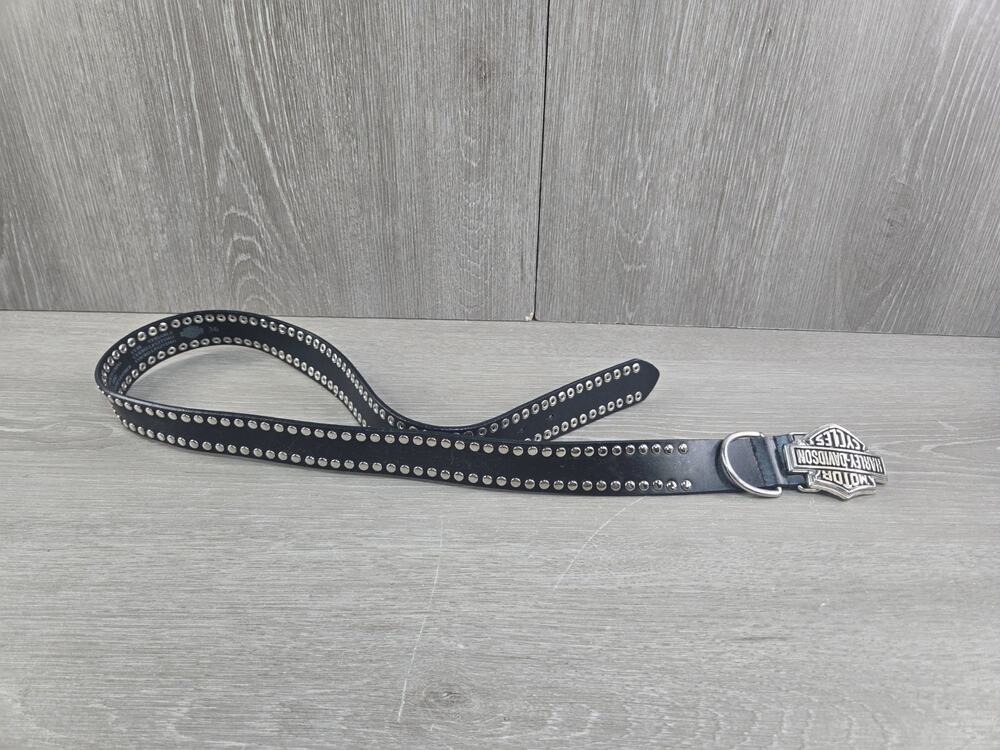 Harley Davidson Studded Leather Belt Chrome Bar Shield Buckle 97643-03V Size 36